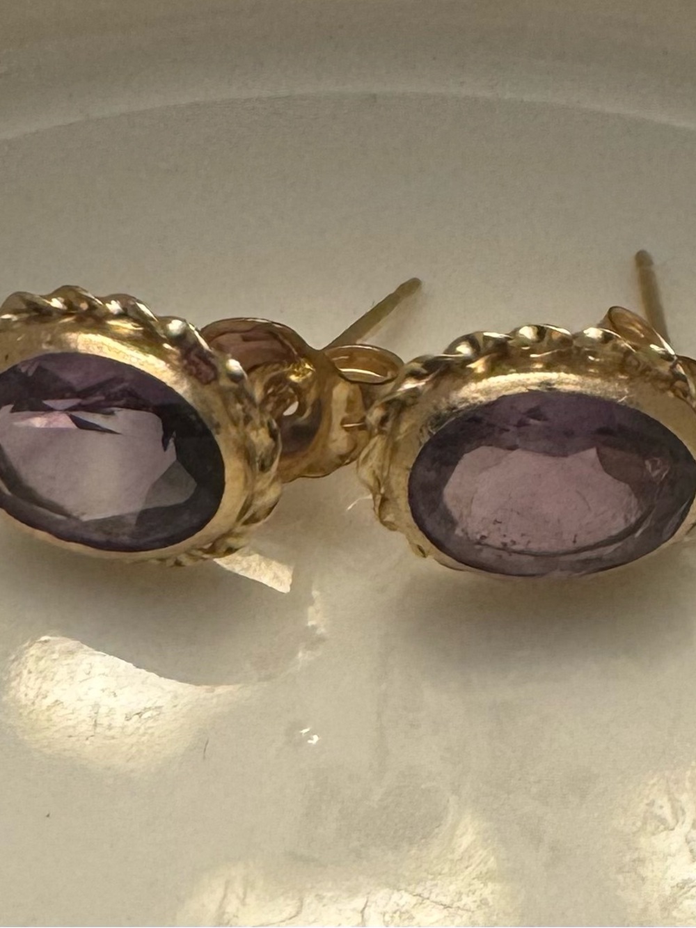 Genuine Amethyst Earrings in 14K gold
